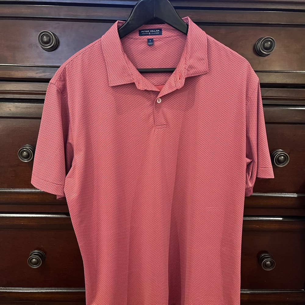 Peter Millar Crown Crafted Polo in coral and navy